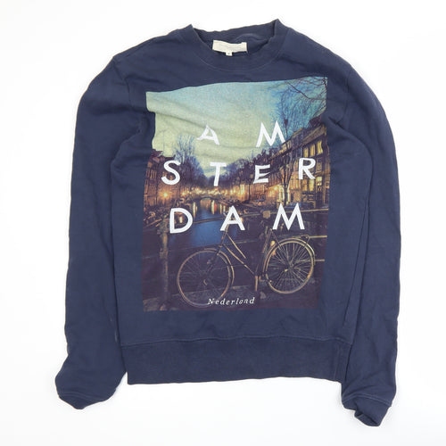 River Island Men's Blue Amsterdam Graphic Sweatshirt Size S