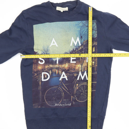 River Island Men's Blue Amsterdam Graphic Sweatshirt Size S