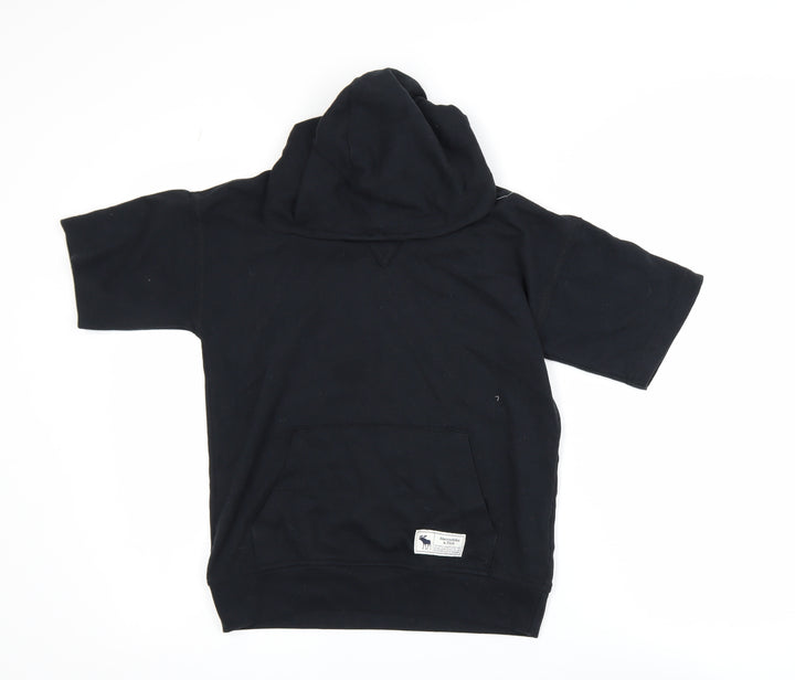 Abercrombie Kids Boys Black 9-10 Years Relaxed Fit Hooded Short Sleeve T-Shirt