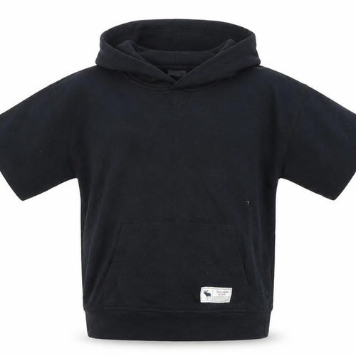 Abercrombie Kids Boys Black 9-10 Years Relaxed Fit Hooded Short Sleeve T-Shirt