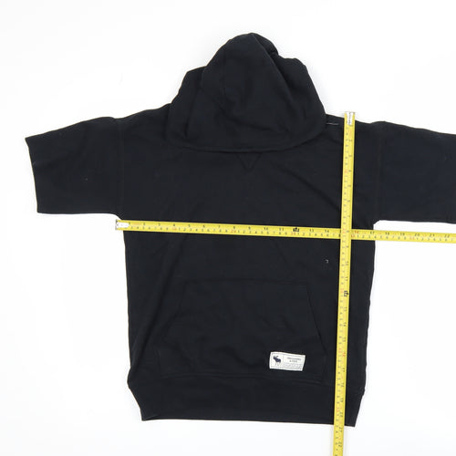 Abercrombie Kids Boys Black 9-10 Years Relaxed Fit Hooded Short Sleeve T-Shirt