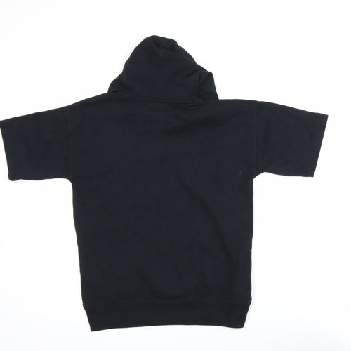 Abercrombie Kids Boys Black 9-10 Years Relaxed Fit Hooded Short Sleeve T-Shirt