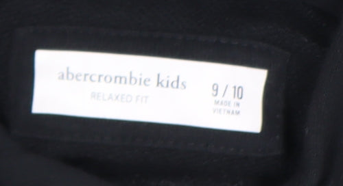 Abercrombie Kids Boys Black 9-10 Years Relaxed Fit Hooded Short Sleeve T-Shirt