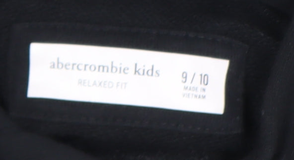 Abercrombie Kids Boys Black 9-10 Years Relaxed Fit Hooded Short Sleeve T-Shirt