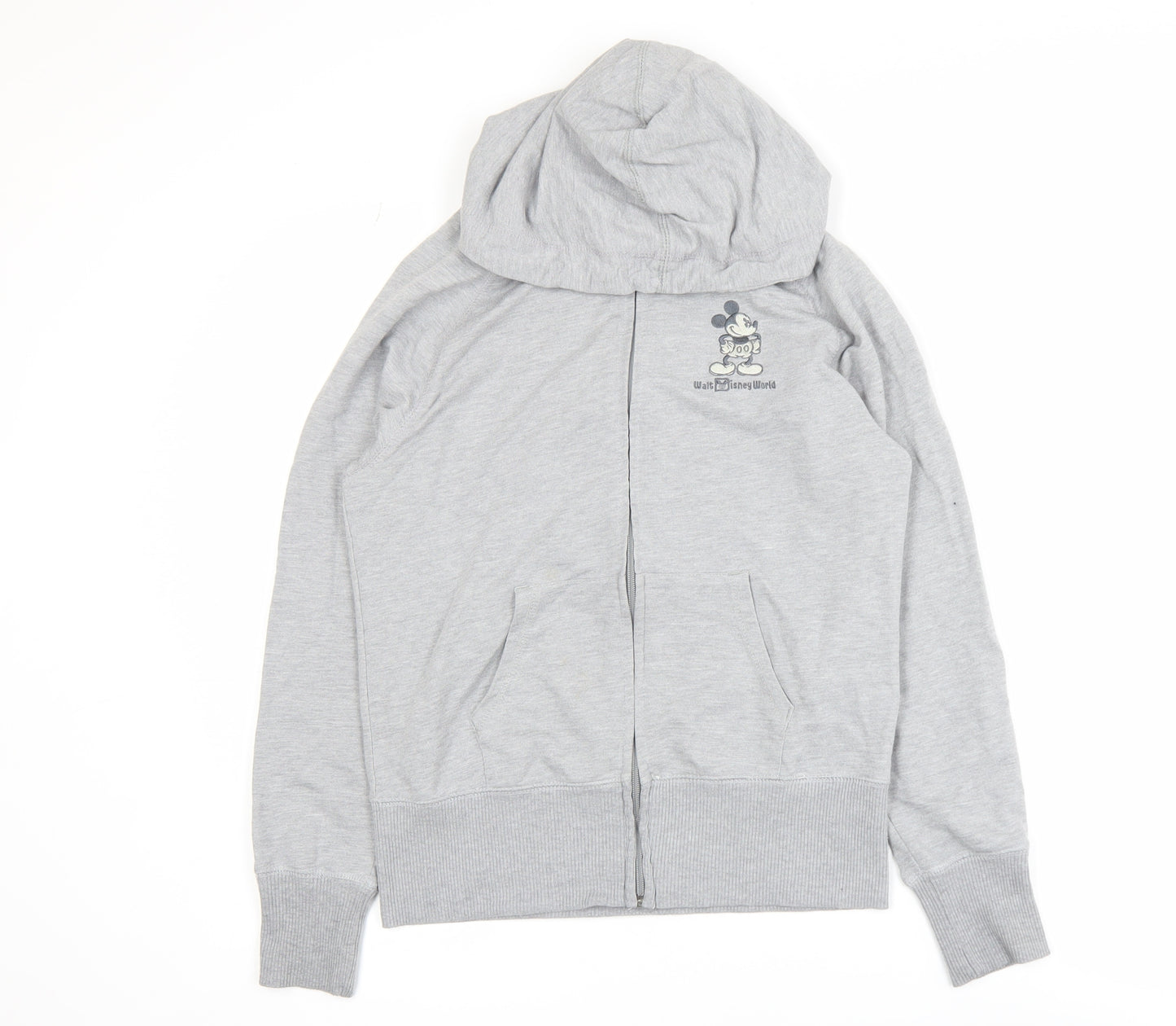 Disney Parks Grey Hooded Track Jacket Women's Size 10 Regular Fit