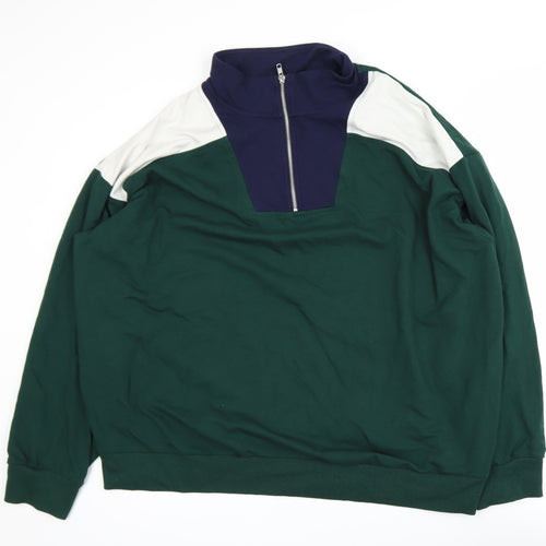 AVA & VIV Unisex Green 2XL Pullover 1/4 Zip Sweatshirt