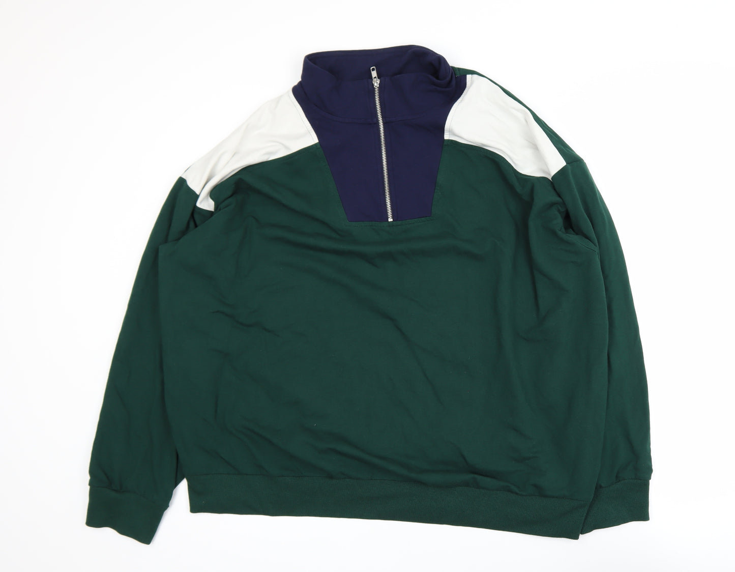 AVA & VIV Unisex Green 2XL Pullover 1/4 Zip Sweatshirt