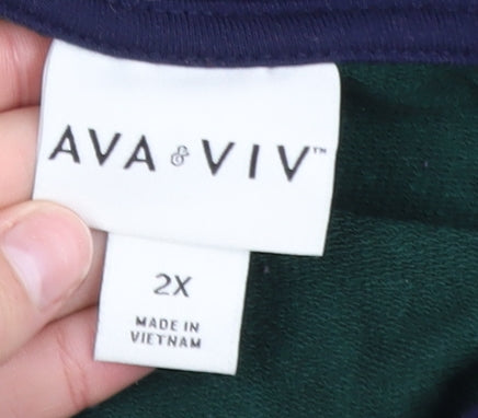 AVA & VIV Unisex Green 2XL Pullover 1/4 Zip Sweatshirt
