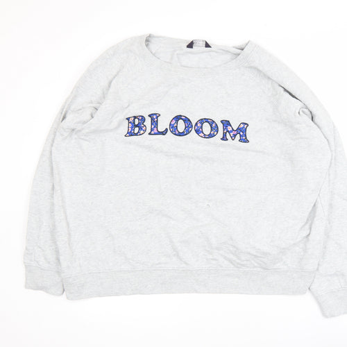 Marks and Spencer Women’s Grey Bloom Embroidered Pullover Sweatshirt Size 22