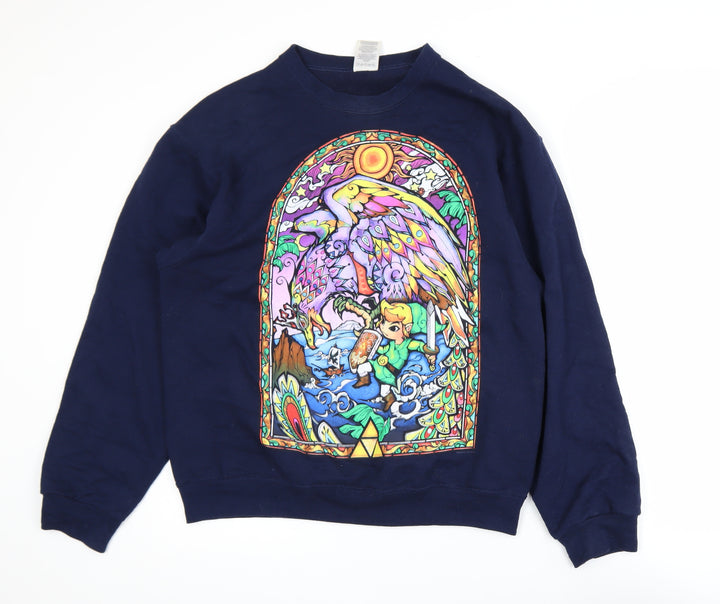 Jerzees Men's Blue Graphic Pullover Sweatshirt M Anime Style