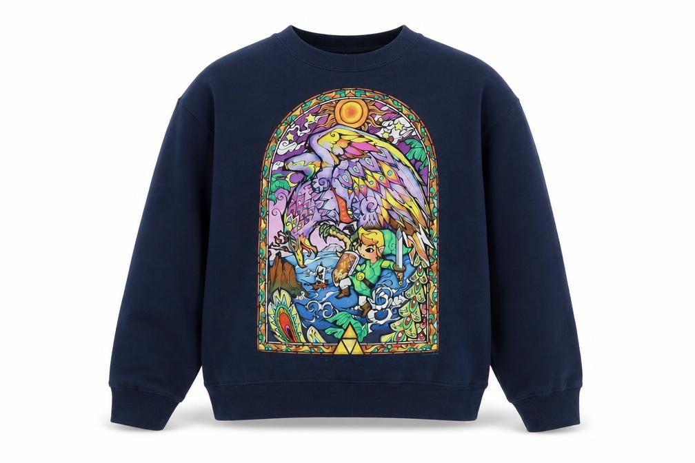 Front view of Jerzees Men's Blue Graphic Pullover Sweatshirt M Anime Style