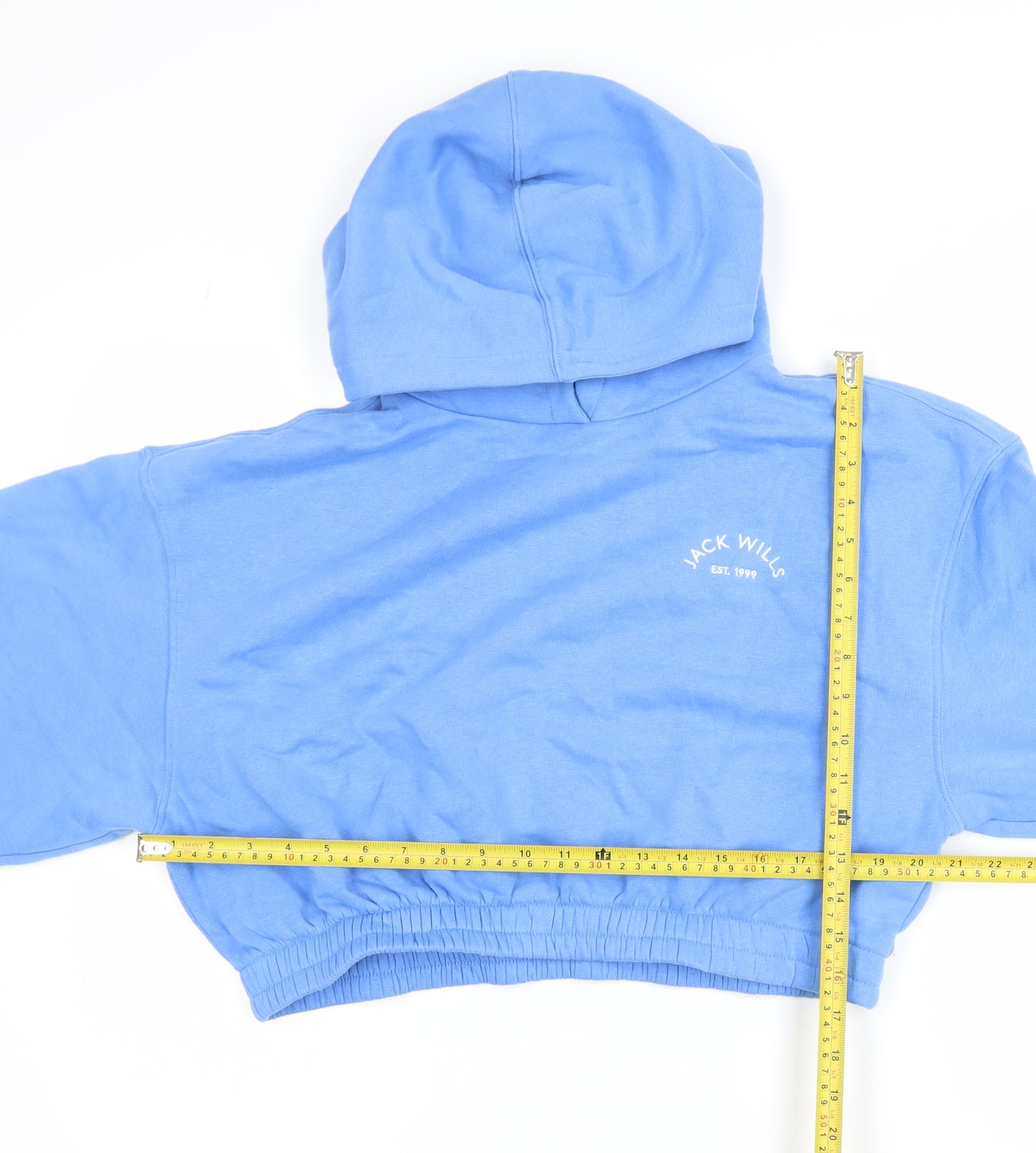 Jack Wills Womens Blue Cropped Hoodie UK 10 Cotton Blend Casual