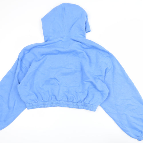 Jack Wills Womens Blue Cropped Hoodie UK 10 Cotton Blend Casual