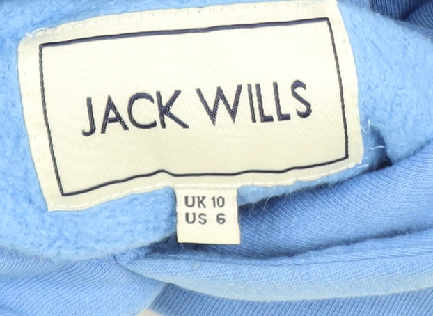Jack Wills Womens Blue Cropped Hoodie UK 10 Cotton Blend Casual