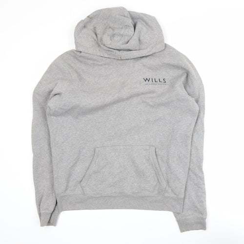 Jack Wills Mens Grey Pullover Hoodie Small Logo Cotton Blend