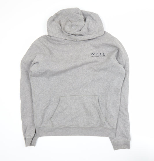Jack Wills Mens Grey Pullover Hoodie Small Logo Cotton Blend