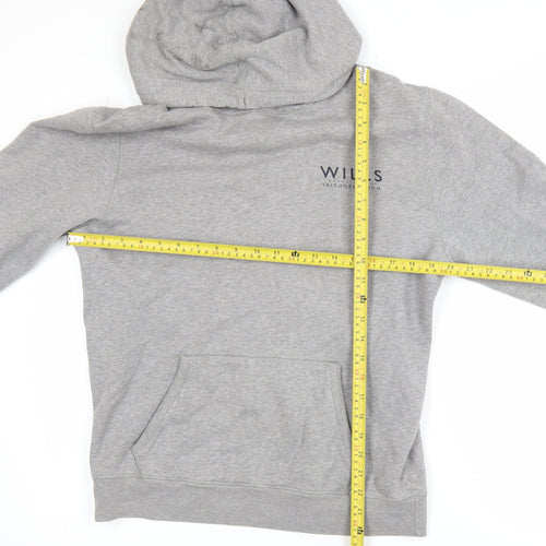 Jack Wills Mens Grey Pullover Hoodie Small Logo Cotton Blend