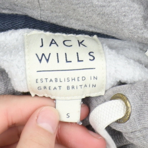 Jack Wills Mens Grey Pullover Hoodie Small Logo Cotton Blend