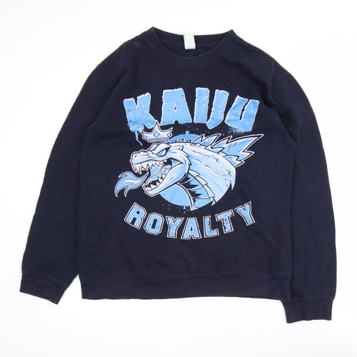 Design By Humans Men’s Blue Kaiju Graphic Pullover Sweatshirt Size M