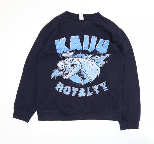 Design By Humans Men’s Blue Kaiju Graphic Pullover Sweatshirt Size M