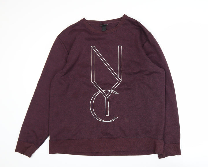 H&M Men’s Purple NYC Graphic Pullover Sweatshirt XL