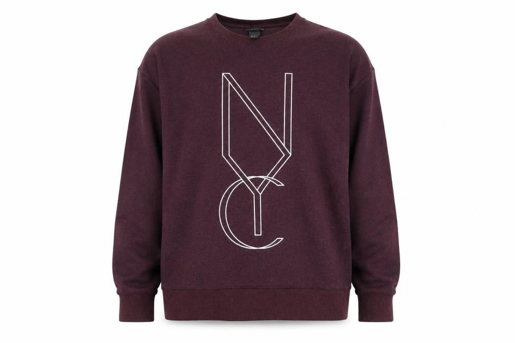 Front view of H&M Men’s Purple NYC Graphic Pullover Sweatshirt XL