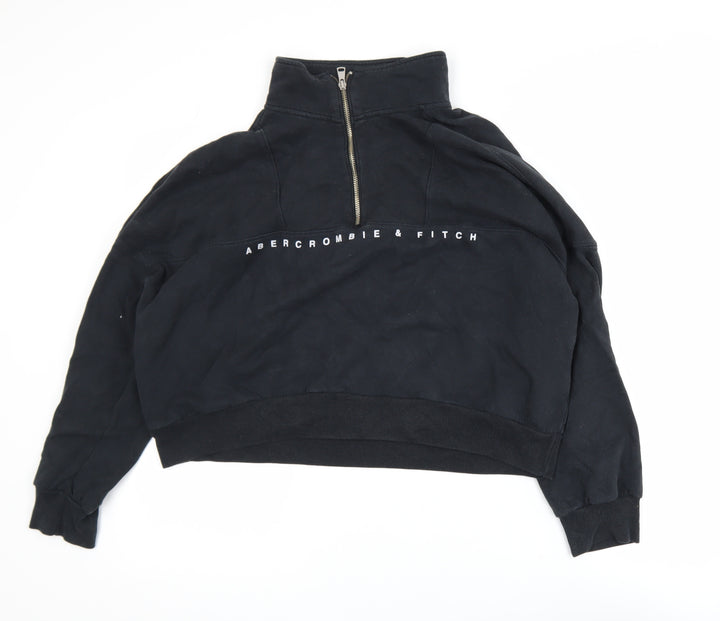 Abercrombie & Fitch Women's Black 1/4 Zip Sweatshirt L Soft Cotton Blend