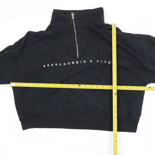 Abercrombie & Fitch Women's Black 1/4 Zip Sweatshirt L Soft Cotton Blend