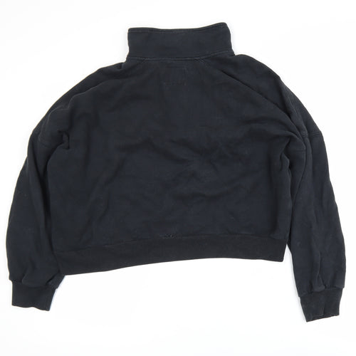 Abercrombie & Fitch Women's Black 1/4 Zip Sweatshirt L Soft Cotton Blend