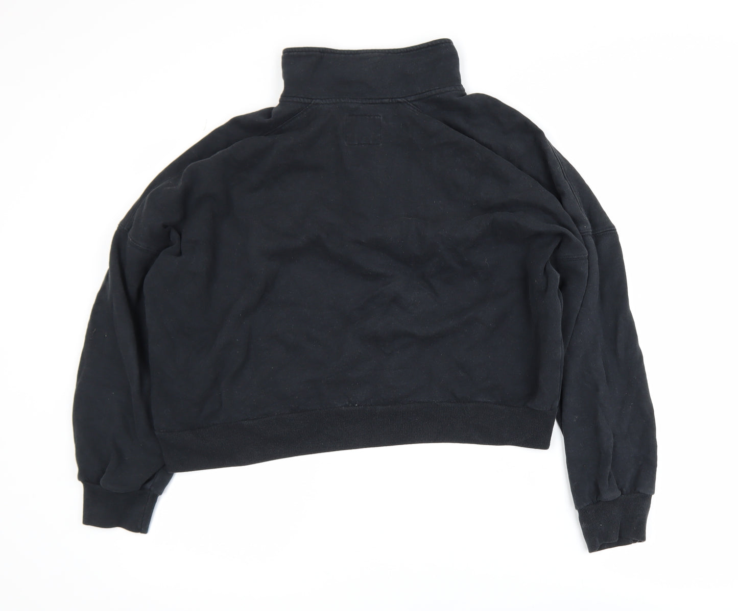 Abercrombie & Fitch Women's Black 1/4 Zip Sweatshirt L Soft Cotton Blend