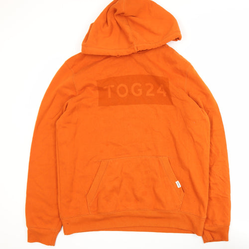TOG24 Men's Orange Pullover Hoodie L Hooded Cotton Blend Sweatshirt