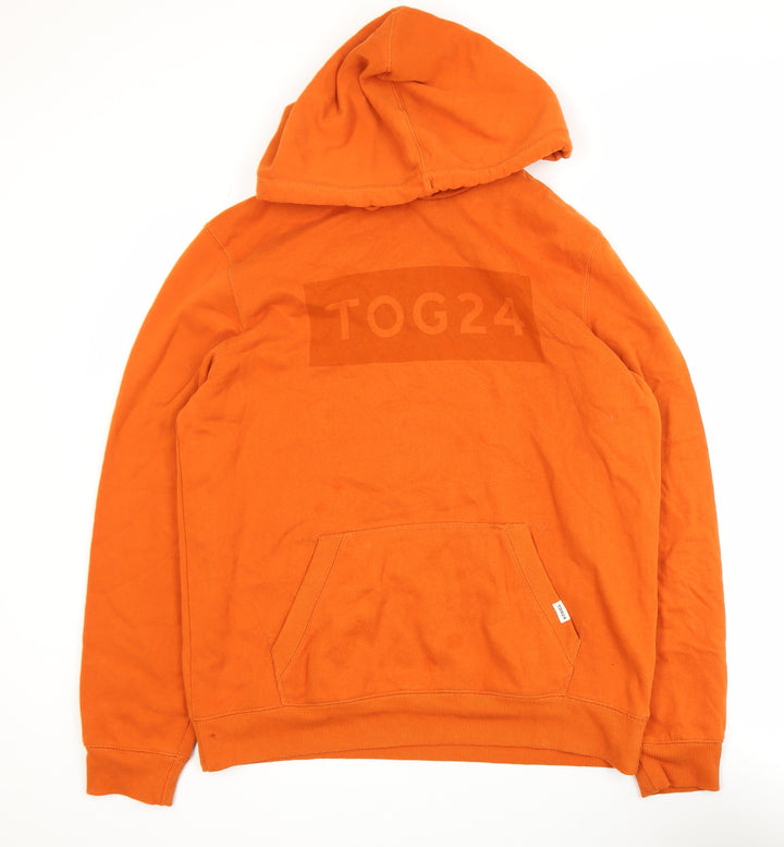 TOG24 Men's Orange Pullover Hoodie L Hooded Cotton Blend Sweatshirt