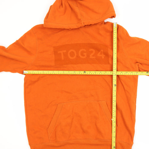 TOG24 Men's Orange Pullover Hoodie L Hooded Cotton Blend Sweatshirt
