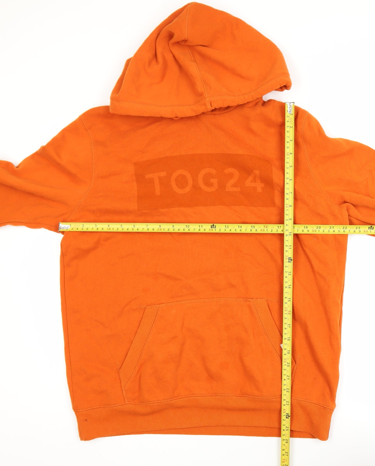 TOG24 Men's Orange Pullover Hoodie L Hooded Cotton Blend Sweatshirt