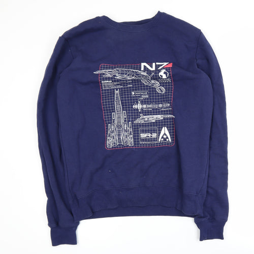 Mass Effect Men's Blue Graphic Pullover Sweatshirt Size M