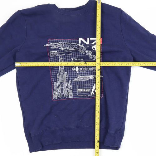 Mass Effect Men's Blue Graphic Pullover Sweatshirt Size M