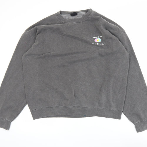 Urban Outfitters Womens Grey Pullover Sweatshirt S Graphic Print Crew Neck