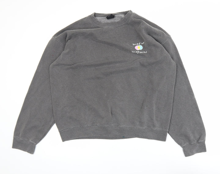 Urban Outfitters Womens Grey Pullover Sweatshirt S Graphic Print Crew Neck