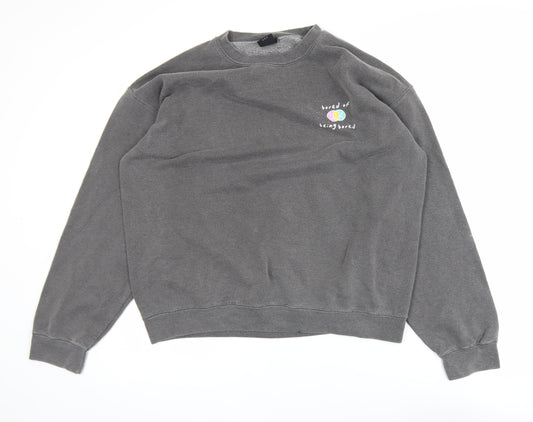 Urban Outfitters Womens Grey Pullover Sweatshirt S Graphic Print Crew Neck