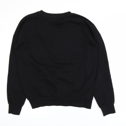 Next Women Black Embroidered Floral Pullover Sweatshirt UK 8