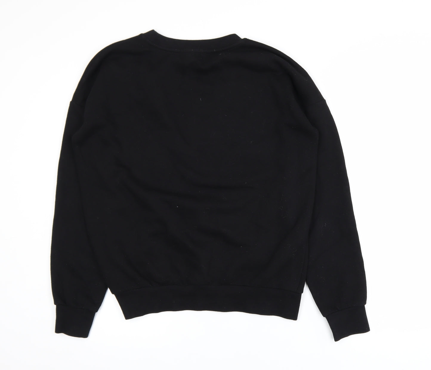 Next Women Black Embroidered Floral Pullover Sweatshirt UK 8