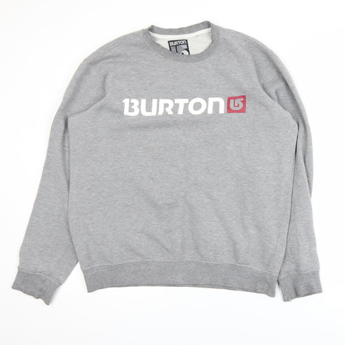 Burton Men's Grey Medium Crew Neck Logo Pullover Sweatshirt