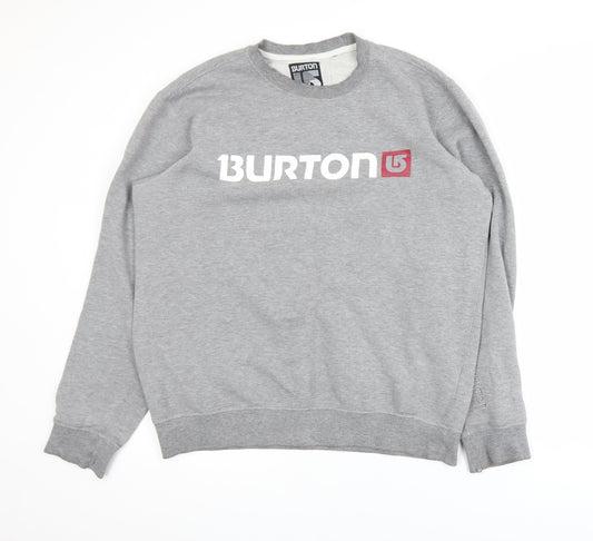 Burton Men's Grey Medium Crew Neck Logo Pullover Sweatshirt