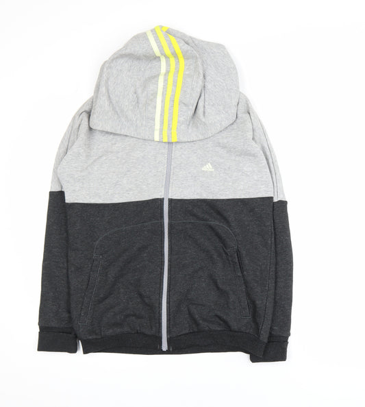 Adidas Womens Grey XS Track Jacket Hooded Full Zip Activewear