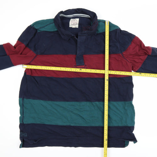 Fat Face Men's Multicoloured Striped Rugby Shirt 2XL Cotton Long Sleeve