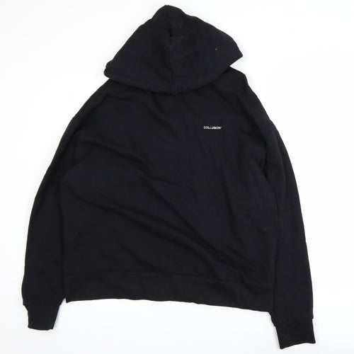 Collusion Men's Black Graphic Print Pullover Hoodie Size S