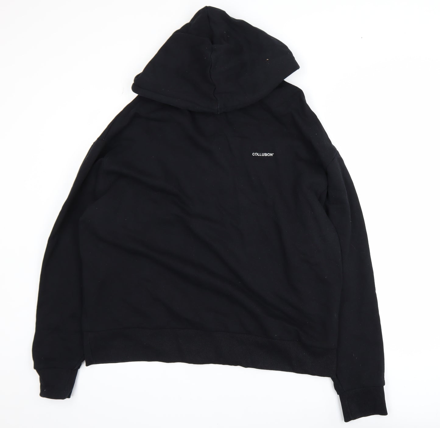 Collusion Men's Black Graphic Print Pullover Hoodie Size S
