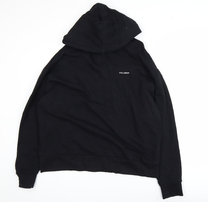 Collusion Men's Black Graphic Print Pullover Hoodie Size S