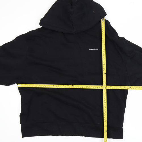 Collusion Men's Black Graphic Print Pullover Hoodie Size S