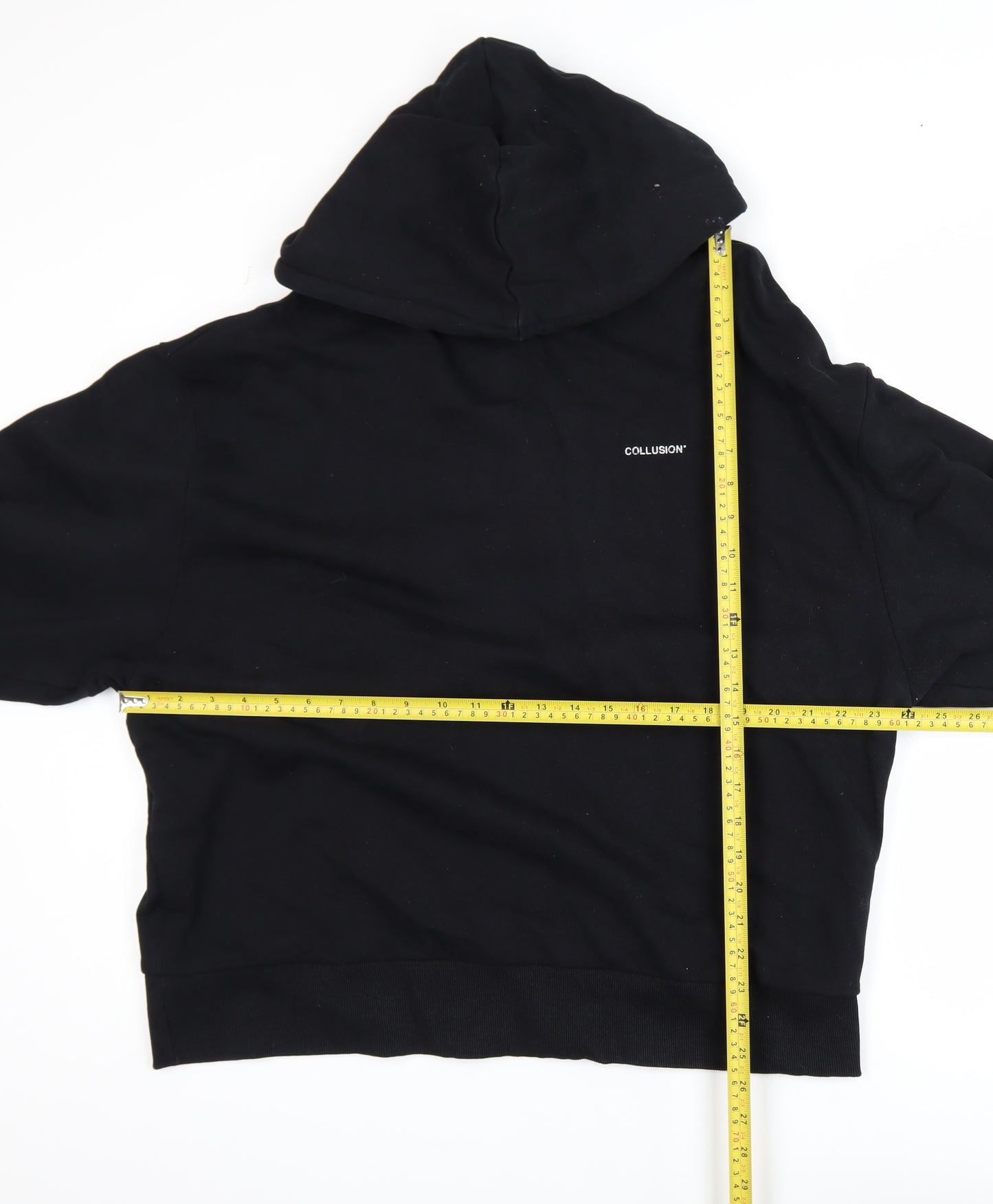 Collusion Men's Black Graphic Print Pullover Hoodie Size S